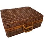 Vintage Wicker Suitcase / Picknick Basket - Complete Set Including Plates, Cutlery And Mugs thumbnail 7