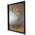 Antiek Xl Schilderij Zonnebloemen Olieverf M. Bertels 1920’s thumbnail 6