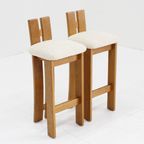 Set Vintage Italiaanse Houten Bar Krukken Boucle thumbnail 4