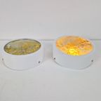 Set 2 Vintage Murano Glas Rond Wandlamp Metaal 1980 Italy thumbnail 6