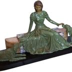 Jacques Limousin Beeld. Art-Deco Dame Met Haar Honden thumbnail 6