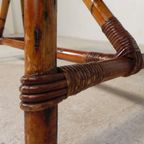 Rotan En Bamboe Salontafel Met Tegels, Tegeltafel, Jaren 50 thumbnail 5