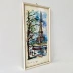 Mid-century Waterverf Schilderij Parijs Eiffeltoren Arno 1970’s thumbnail 3