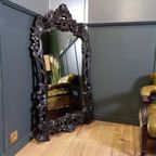 Antieke Zwarte Rococo Spiegel thumbnail 2
