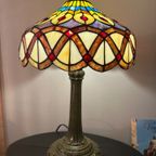 2 Beschikbaar Art Nouveau Tiffany Stijl Tafellampen Pauwen Motief thumbnail 7