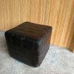 Mid-Century Leather Patchwork Ottoman thumbnail 7