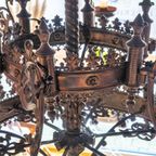 Large Antique Metal Chandelier thumbnail 7