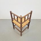 Vintage Bobbin Eiken Hout Hoekstoel Biezen ’50 Mid Century thumbnail 2