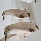 Een Set Van 4 Houten Vogels Messing Vogels Pinquin Vogels thumbnail 6