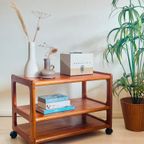 Vintage Deense Teak Bijzettafel Trolley Jaren 60 thumbnail 5