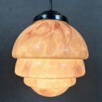 Art Deco Rosé Gemarmerde Opaline Hanglamp thumbnail 2