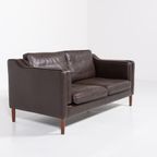 Two Seat Brown Leather Sofa From Mogens Hansen, Denmark thumbnail 4