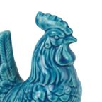 Vintage Chinees Geglazuurd Keramiek Turquoise Haan Kip Beeld Sculptuur thumbnail 2