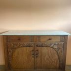 Uniek Art Deco Houten Dressoir Wit Marmer thumbnail 18