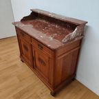 Vintage Antiek Dressoir Commode Ladekast Badkamermeubel Met Marmer Blad 611 thumbnail 6