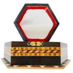 Hexagon Geometrisch Sieradendoosje Hout Parelmoer Inlegwerk Khatam thumbnail 5