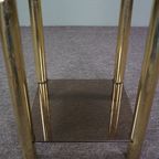Goudkleurige Hollywood Regency Rookglazen Bijzettafel, Zuil thumbnail 4