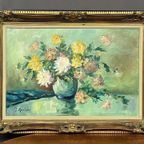 Gesigneerd Stilleven Met Bloemen. Impressionisme. thumbnail 2