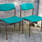 Groene Stoelen Metalen Frame Vintage Stoelen, Strak thumbnail 6