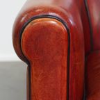 Geweldige Fauteuil/ Armchair Gemaakt Van Schapenleer In Een Unieke Rood/ Bruine Kleur thumbnail 14