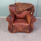 Antieke Stoere Leren Fauteuil thumbnail 2