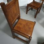 6 X Brutalist Solid Oak Chairs Mid Century thumbnail 26