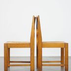 Set Van 4 Eikenhouten Haagse School Design Eetkamerstoelen Uit Begin 1900 Met Rieten Zittingen thumbnail 4