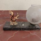 Art Deco Lamp Met Eekhoorn Jaren 30 Frankrijk Marmer. thumbnail 6