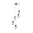 Cascade Hanglamp Met 5 Witte Glazen Bollen, Jaren 70 thumbnail 13