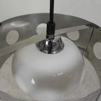 Vintage Hanglamp Met Chromen Cilinder En Glazen Bol thumbnail 14