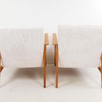 2 Vintage Fauteuils Crème Japandi Stijl Ribstof Nieuw Oak thumbnail 7