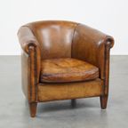 Clubfauteuil Gemaakt Van Schapenleer Met De Mooiste Kleuren En Een Prachtig Patina thumbnail 2