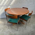 23 X Midcentury Eetkamerstoel Casala Modell - Chroom, Hout thumbnail 2