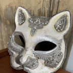 Venetian Silver Macramé 🏵 Cat Mask thumbnail 5