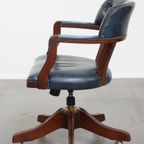 Geweldige Set Bestaande Uit Een Schrijftafel En Een Blauwe Rundleren Chesterfield Bureaustoel In thumbnail 18