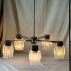 Tijdloze Mid Century Modern Vintage Hanglamp Met 5 Kristalachtige Kapjes, Reliving thumbnail 14