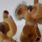 Jaren 70 Olifant Bevlokte Olifant Familie Vintage Speelgoed thumbnail 5