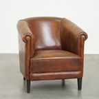 Nette, Strak Afgewerkte, Gezellige Schapenleren Clubfauteuil Met Vast Zitkussen thumbnail 2