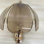 Regency Wandlamp Vintage Messing Rookglas thumbnail 4