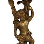 Oude Vergulde Console Met Cherubijn Marmer Hollywood Regency thumbnail 13