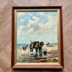 Vintage Olieverf Schilderij “De Schelpenvissers” thumbnail 15