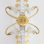 2 Vintage Banci Wandlamp Bloem Murano Goud Regency Italy '70 thumbnail 5