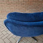 Vintage Fauteuil Nieuw Bekleed Ribstof Draaifauteuil thumbnail 2