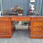 Klassieke Engelse Schrijftafel, Bureau, Partnerdesk, Met Led thumbnail 5