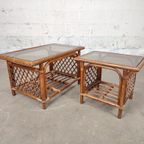 Set Van 2 Vintage Bamboe / Rotan Salontafels thumbnail 4