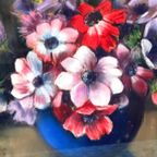M.Steenbruggen. Stilleven Met Bloemen In Een Blauwe Vaas. thumbnail 3