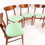 5 Farstrup Deense Houten Stoelen Nieuw Gestoffeerd Groen thumbnail 6