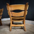 Set Van 2 Brutalist Massief Eikenhouten Fauteuils, Dittmann & Co, Awa Radbound 1960 thumbnail 10