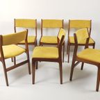 6 Vintage Dining Chairs Danish Teak Yellow | Gele Stoelen thumbnail 3