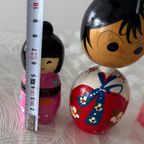 5 X Leuke Houten Japanse Stijl Beeldjes Met Bewegende Hoofd thumbnail 3